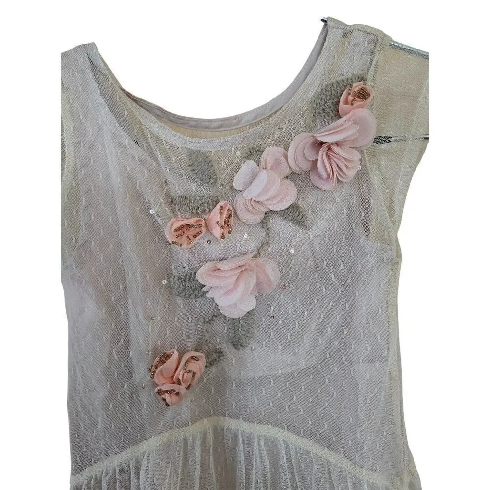 Mia Joy Girls Pink Lace Dress Size 2 Floral Embellished Hi-Low NWT
